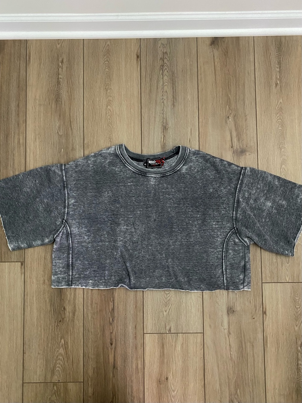 Retro Crop Washed Charcoal Crewneck Sweatshirt